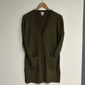 Chico’s 0 Size Small Cardigan‎ Sweater Green Button Front Pockets Career Office